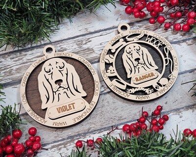 Personalized Wooden Basset Hound Ornament - image3